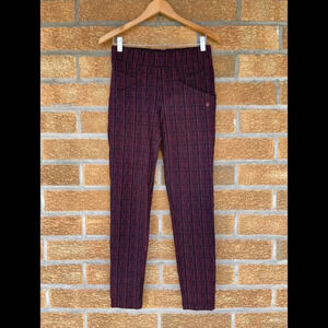 Betabrand plaid orange blue print pants small